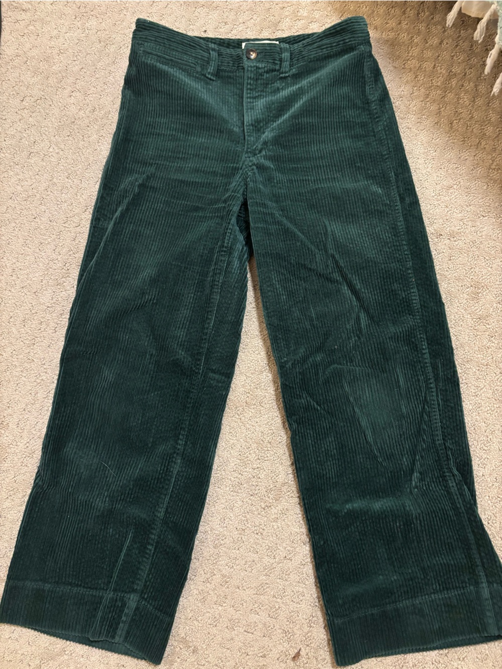 Madewell Deep Teal Green Wide-Leg Corduroy Pants